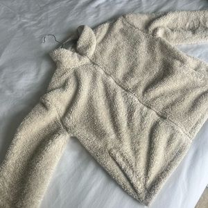 MARINE LAYER x LOST & FOUND Cream Sherpa Zip- Up Sweater